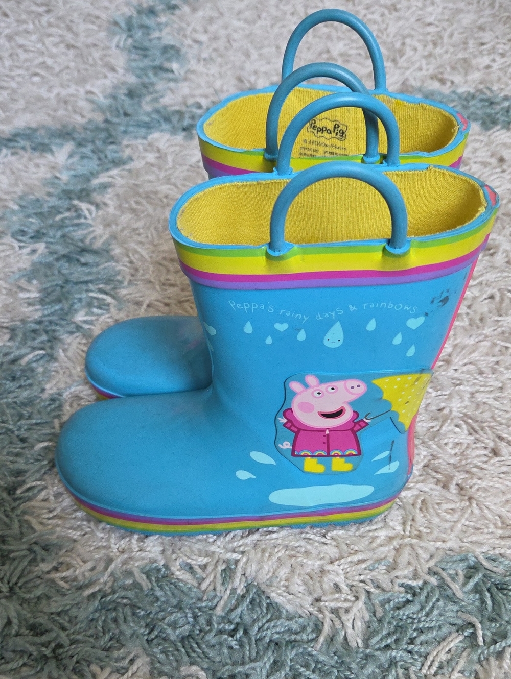 Toddler Girl Girls Girl's Blue Peppa Pig Rain Boots GUC - Picture 3 of 8